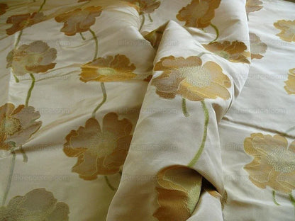 100%silk Lampas Yellow Gold Poppy Deco