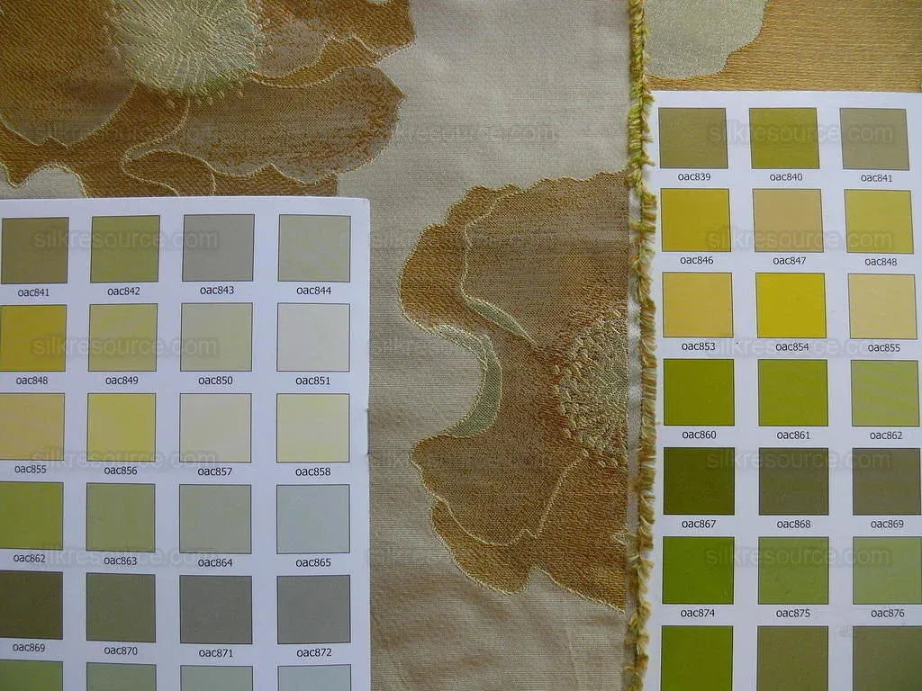 100%silk Lampas Yellow Gold Poppy Deco