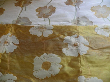 100%silk Lampas Yellow Gold Poppy Deco