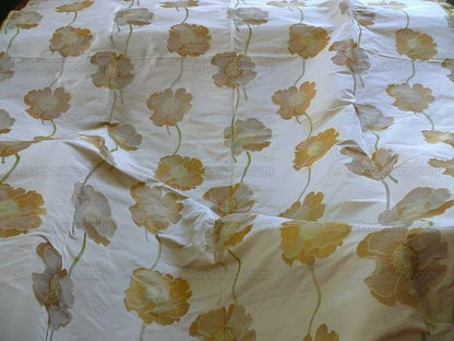 100%silk Lampas Yellow Gold Poppy Deco