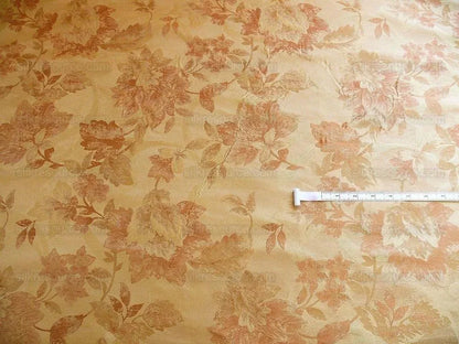 Rm Coco 100% Silk Lampas Autumn Tri-leaf Flower "cinnamon" Brown Gold Beige Pink MSRP USD 199.90/y