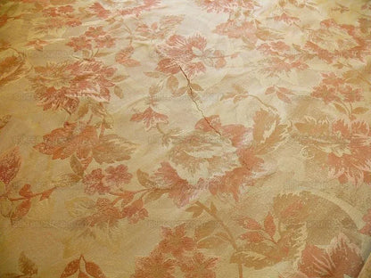 Rm Coco 100% Silk Lampas Autumn Tri-leaf Flower "cinnamon" Brown Gold Beige Pink MSRP USD 199.90/y