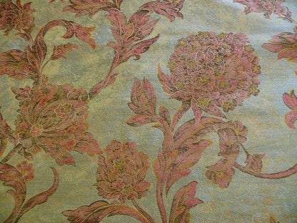 100% Silk Lampas Large Peony Paisley "etruscan" Blue