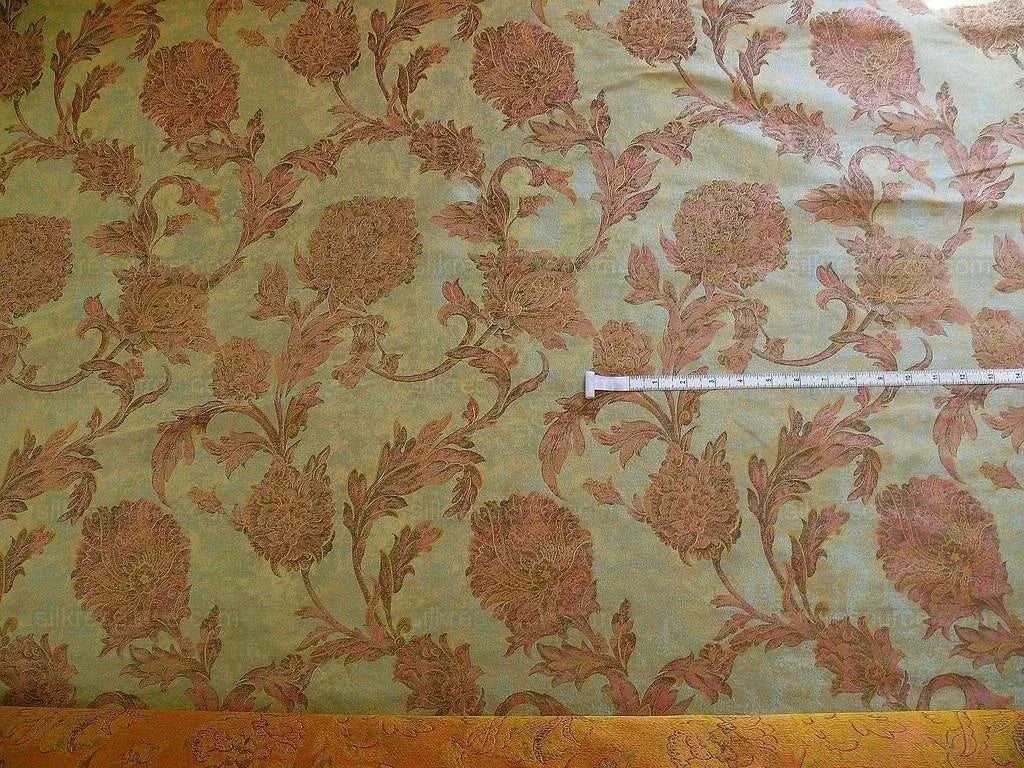 100% Silk Lampas Large Peony Paisley "etruscan" Blue