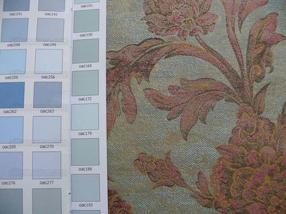 100% Silk Lampas Large Peony Paisley "etruscan" Blue