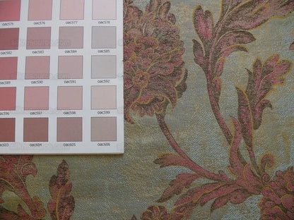 100% Silk Lampas Large Peony Paisley "etruscan" Blue