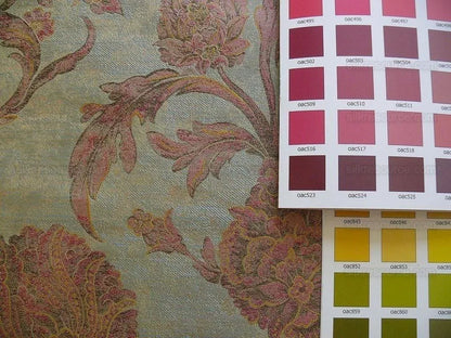 100% Silk Lampas Large Peony Paisley "etruscan" Blue