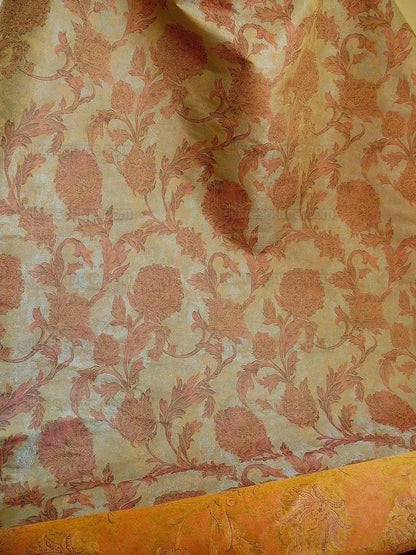 100% Silk Lampas Large Peony Paisley "etruscan" Blue