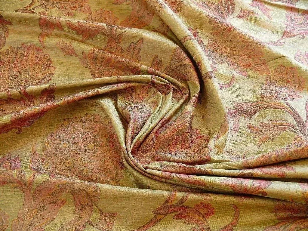 100% Silk Lampas Large Peony Paisley "firethorn" Red