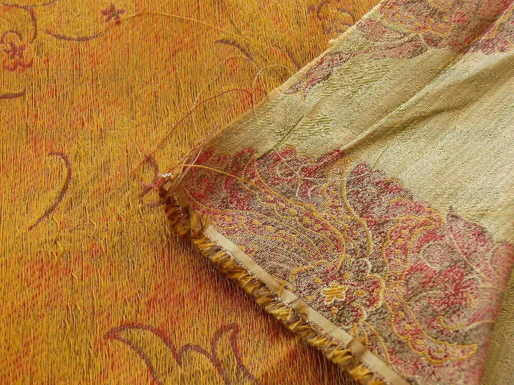 100% Silk Lampas Large Peony Paisley "firethorn" Red