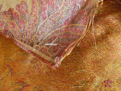 100% Silk Lampas Large Peony Paisley "firethorn" Red