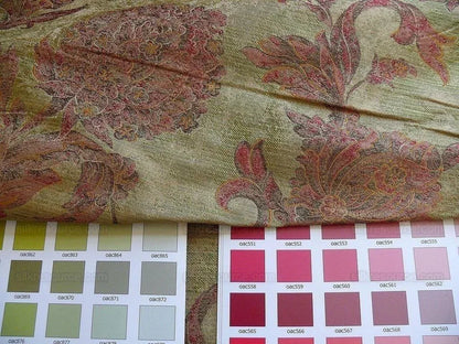 100% Silk Lampas Large Peony Paisley "firethorn" Red