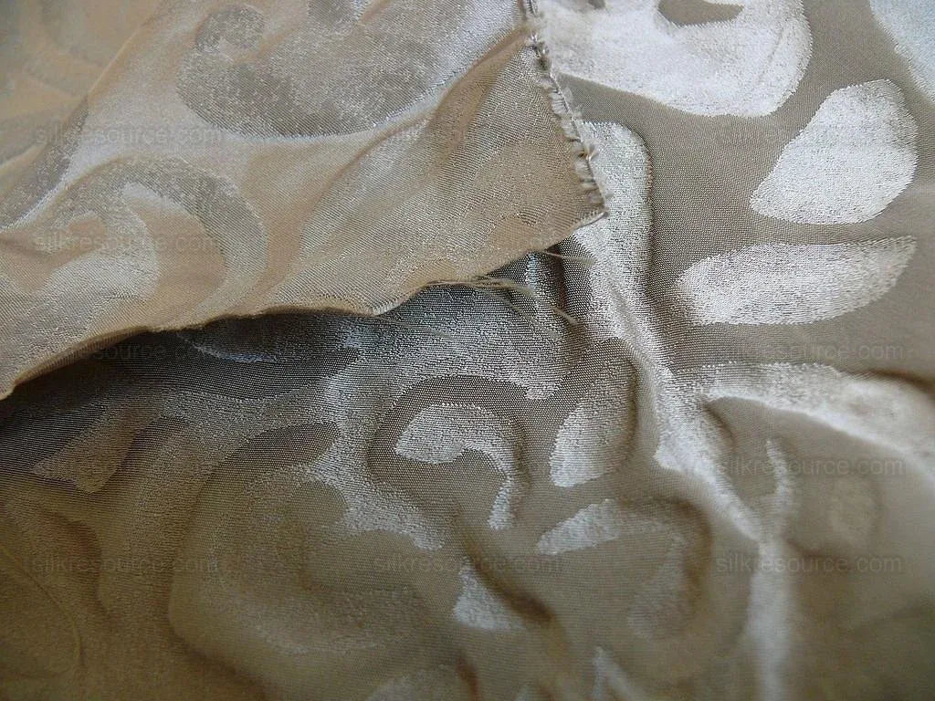 by yard Abstract "papercut"silk Swirl-cloud Grey Silver Granito