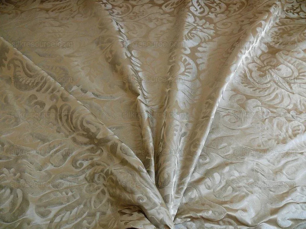 by yard Abstract "papercut"silk Swirl-cloud Grey Silver Granito