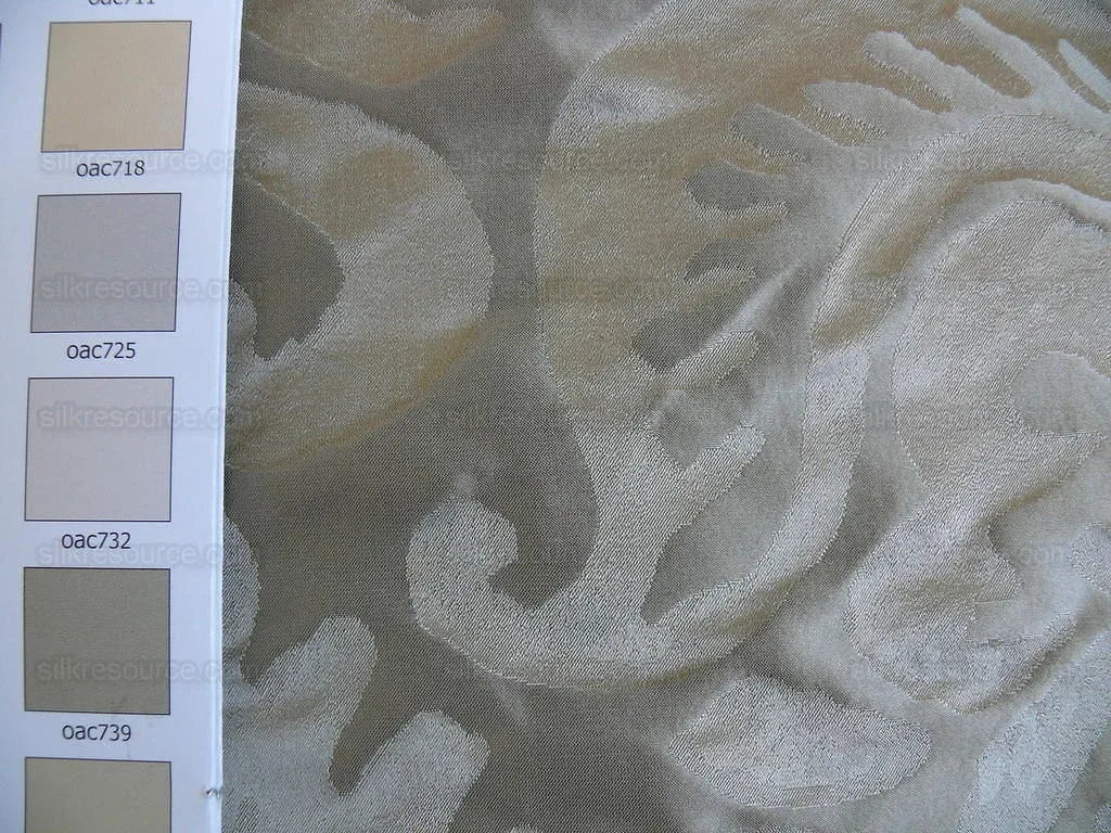 by yard Abstract "papercut"silk Swirl-cloud Grey Silver Granito