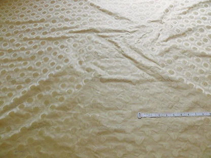 100% Silk Jacquard Peacock Feather  Circle"flax" Ecru White