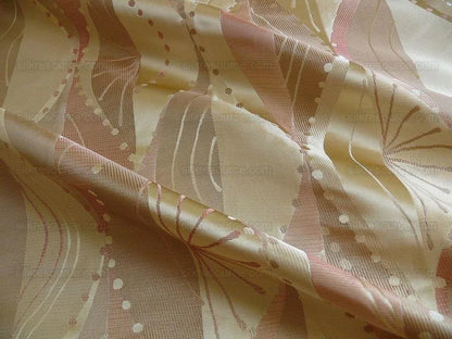 100% Silk Lampas Music Note "pink Dust" Ecru Art Deco