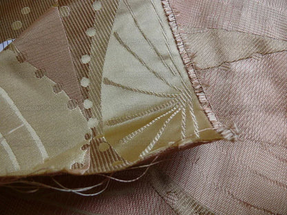 100% Silk Lampas Music Note "pink Dust" Ecru Art Deco