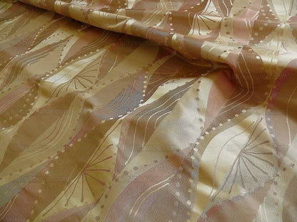 100% Silk Lampas Music Note "pink Dust" Ecru Art Deco