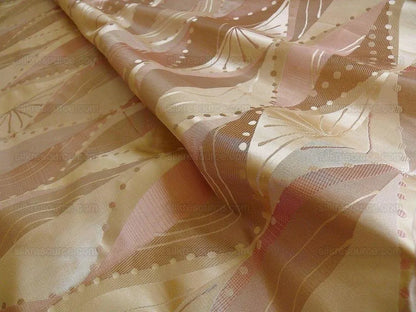 100% Silk Lampas Music Note "pink Dust" Ecru Art Deco