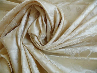 100%silk Damask Summer Berry "almond" Ecru