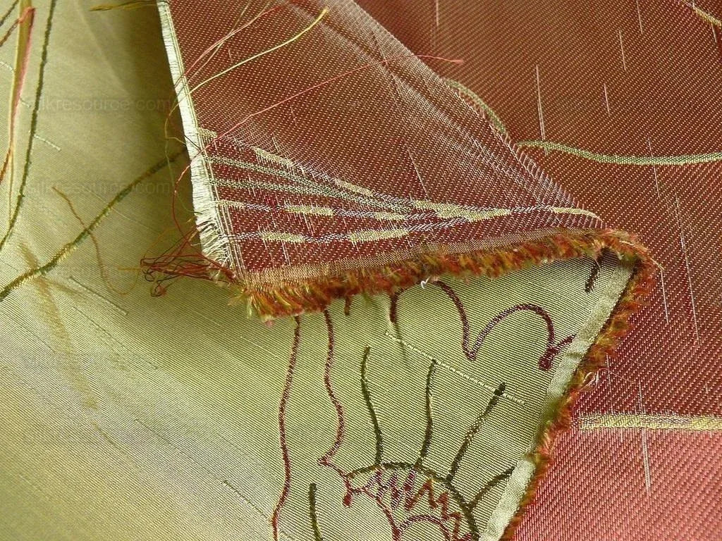 100% Silk Lampas Tulip "green" Mod Picasso Modern Abstract Flora Thick MSRP USD 300+/Y