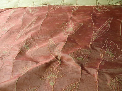 100% Silk Lampas Tulip "green" Mod Picasso Modern Abstract Flora Thick MSRP USD 300+/Y