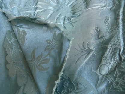 100% Silk Damask Chinoiserie Music Garden "aspen" Turquoise Bty