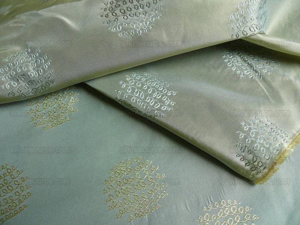 Bty 100% Silk Damask Loop Doodle "Mint" Blue Green Gold MSRP USD 200+/Y