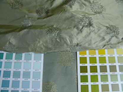 Bty 100% Silk Damask Loop Doodle "Mint" Blue Green Gold MSRP USD 200+/Y