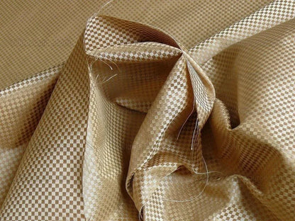 High End 100% Silk Mini Check "blond" Gold Heavy! MSRP USD275/Y