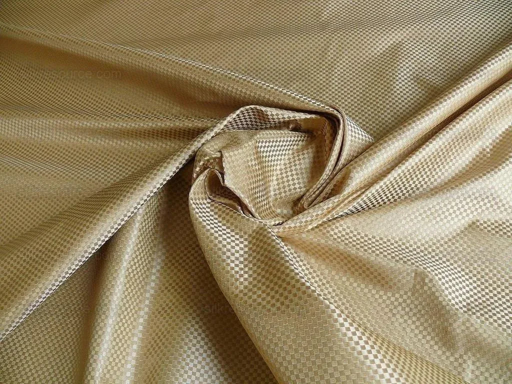 High End 100% Silk Mini Check "blond" Gold Heavy! MSRP USD275/Y