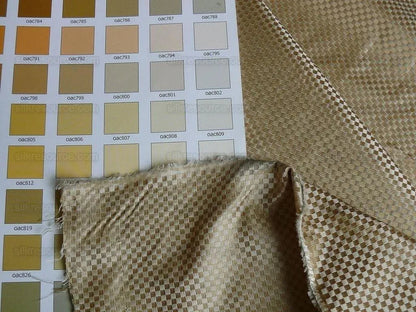 High End 100% Silk Mini Check "blond" Gold Heavy! MSRP USD275/Y