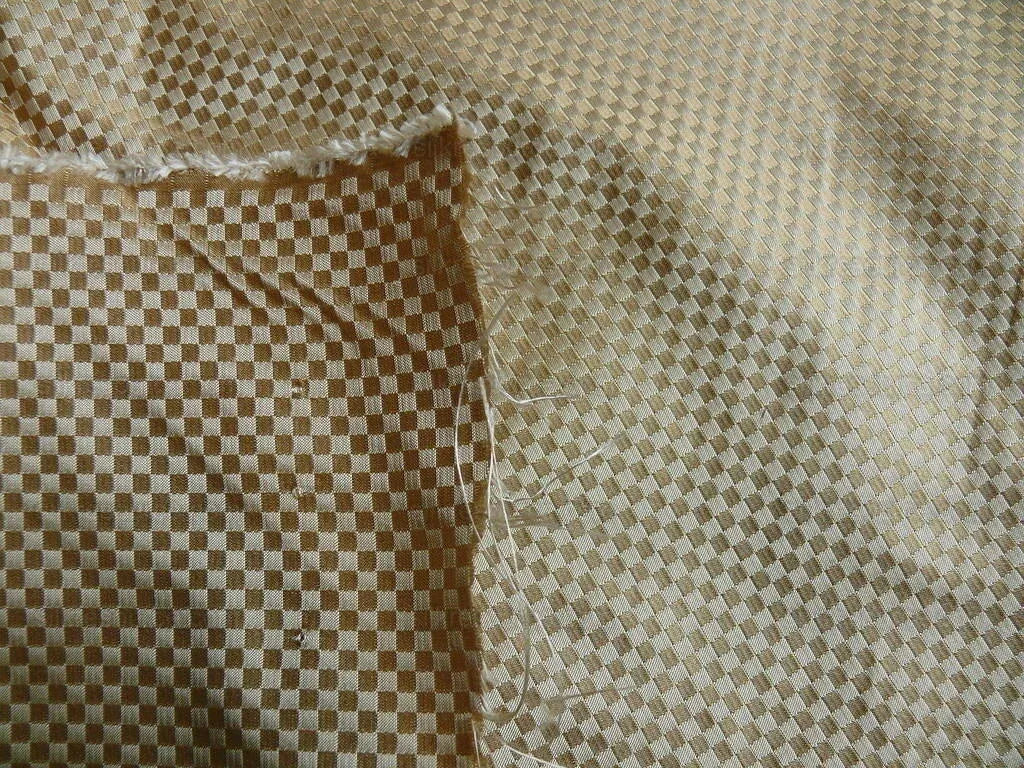 High End 100% Silk Mini Check "blond" Gold Heavy! MSRP USD275/Y