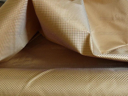 High End 100% Silk Mini Check "blond" Gold Heavy! MSRP USD275/Y