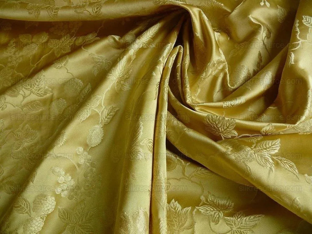 100%silk Damask Summer Berry "wheat" Gold Nimbus Art Nouveau William Morris