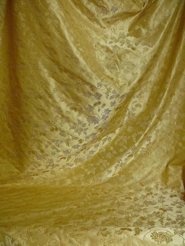 100%silk Damask Summer Berry "wheat" Gold Nimbus Art Nouveau William Morris