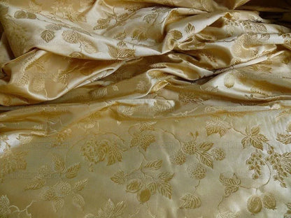 100%silk Damask Summer Berry "wheat" Gold Nimbus Art Nouveau William Morris