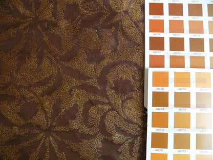 by yard 100% Silk Jacquard Palm Japanese Maple Leaf Foliage Magic "autumn" Brown Gold