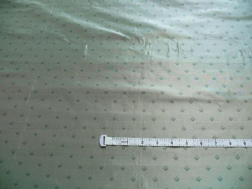 by yard 100% Silk Lampas Diamond Dot "mermaid" Blue Turquoise  Stripe Reversible