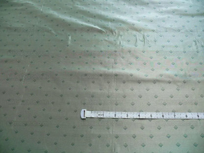 by yard 100% Silk Lampas Diamond Dot "mermaid" Blue Turquoise  Stripe Reversible