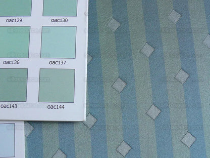 by yard 100% Silk Lampas Diamond Dot "mermaid" Blue Turquoise  Stripe Reversible