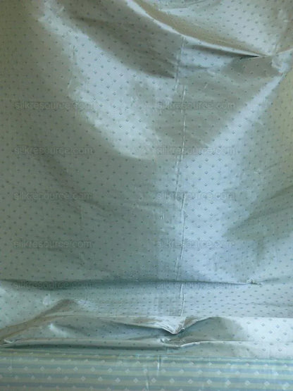 by yard 100% Silk Lampas Diamond Dot "mermaid" Blue Turquoise  Stripe Reversible