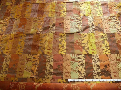 High End Art Nouveau  100% Silk Lampas Botanical Silhouette Rectangles "branch" Brown