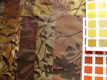 High End Art Nouveau  100% Silk Lampas Botanical Silhouette Rectangles "branch" Brown