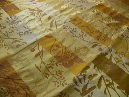 High End Art Nouveau  100% Silk Lampas Botanical Silhouette Rectangles "sunglow" Gold