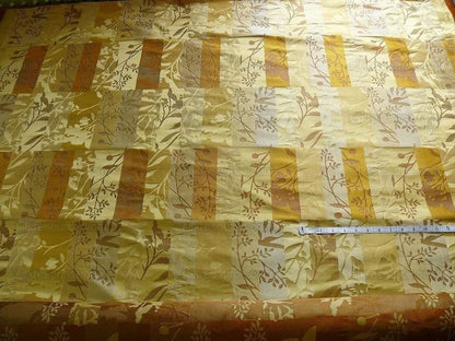 High End Art Nouveau  100% Silk Lampas Botanical Silhouette Rectangles "sunglow" Gold