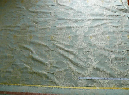 by yard HiEnd 100% silk Damask Lisere Renaissance Rose Urn "aspen" Blue