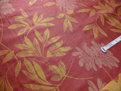 By yard 100% Silk Lampas Bali Breeze "garnet" Red Tropical Reversible