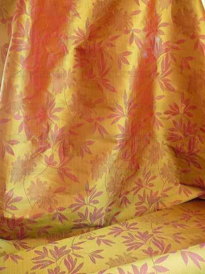 By yard 100% Silk Lampas Bali Breeze "mulberry" Magenta Tropical Reversible